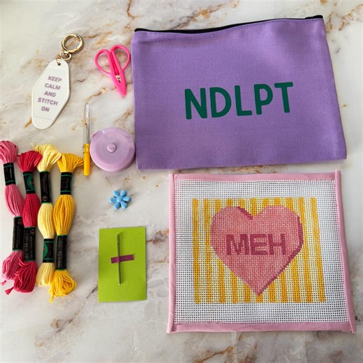 Heart Needlepoint Kit: Beginner Embroidery Project With Zippered NDLPT Pouch and Accessories - Etsy