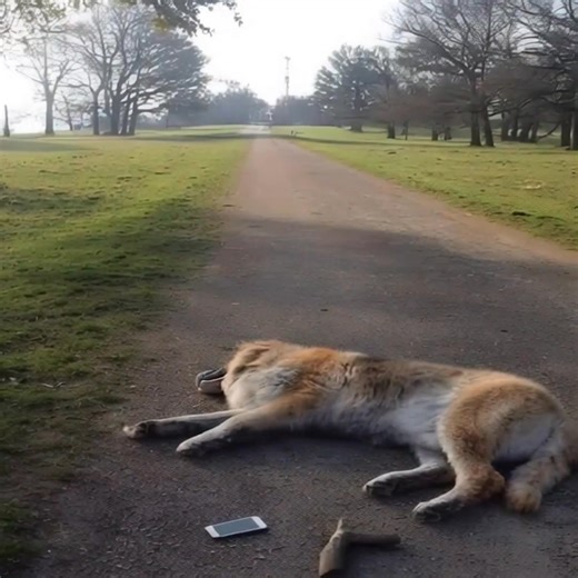 53K views · 285 reactions |  "SHOCKING! A dog 'collapsed unconscious' right on the road — with a phone and a 'weapon' lying nearby. What really happened?"  Full video continuation — in the comments!  | Cute Animals | Facebook