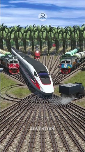 5 Kereta Api Cepat Melintasi Antrian Kereta Rel Persilangan Melingkar #train #railtrack #keretaapi