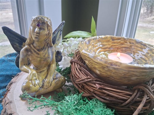 Ostara Trio! Spring Altar Handmade Ceramic Yellow Fairy Easter Bunny Nest Whimsigoth Wicca Pagan Stars Faerie Fairycore Decor - Etsy
