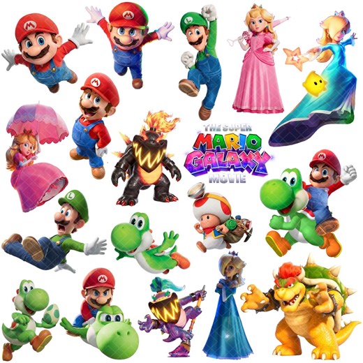 Super Mario Galaxy PNG Bundle | HD Transparent Background Images | Instant Download | Mario Galaxy Movie PNG | Super Mario | Sublimation Art - Etsy