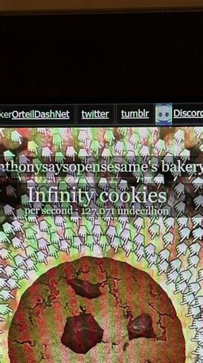 Infinity cookies on cookie clicker