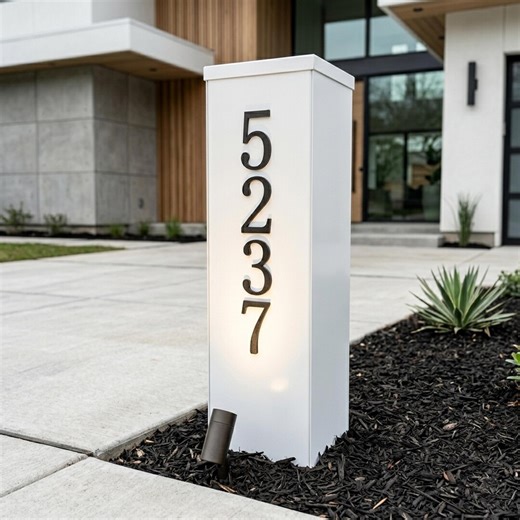 Freestanding Steel Address Column Sign, Modern House Number Post for Yard or Driveway - Etsy