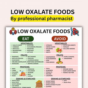 Low Oxalate Food List & Meal Planner: Kidney Stone Diet (printable PDF) - Etsy UK