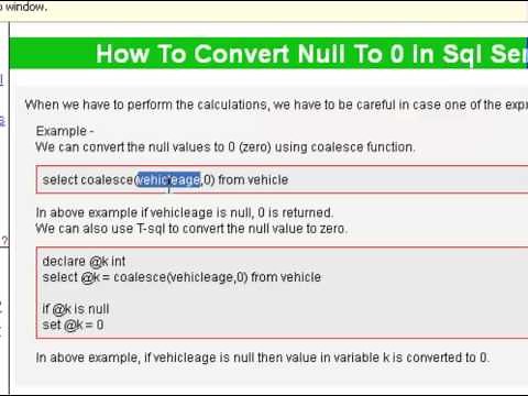 How to convert null to 0 in sql server