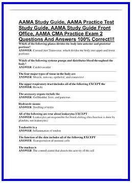 AAMA Study Guide AAMA Practice Test Study Guide AAMA Study Guide Front Office AAMA CMA Practice Exam
