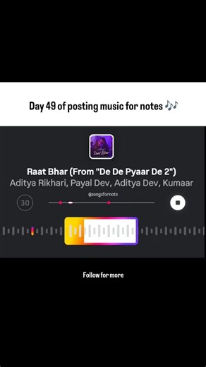 MUSICAL SAGE on Instagram: "Collecting music lovers (619/1000) (Day 49 of posting music on notes, raat bhar song by aditya rikhari , song suggestions) @adityarikhari #adityarikhari #raatbhar #day49 #musiconnote #musicaledits #songsuggestion #trendingsongs #lovesongs #musiclover #noteedit #popsonga #ipop #indiesongs #dedepyaarde2songs"