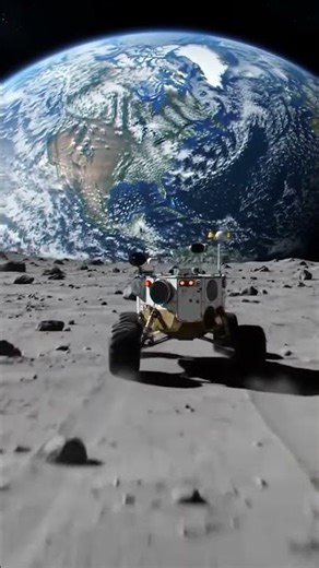 "Moon Rover Captures Earth Rising Over Lunar Horizon 🌍🌕 | Real Space Footage" #moonrover #space #exo