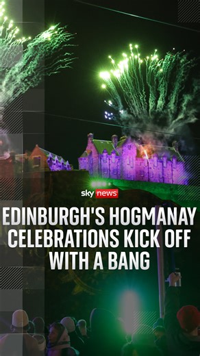 Scotland starts off Hogmanay celebrations with a bang with New Year's fireworks above Edinburgh Castle #Scotland #NewYear | Sky News