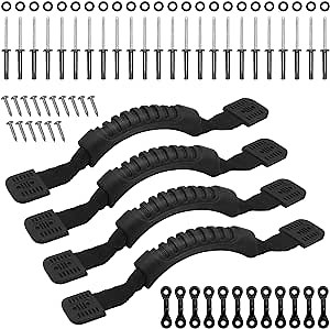 Kayak Handles 4 Pack,Kayak Carry Handle Side Mount Kayak Handles Replacement Hardware with 24 Rivets,16 Screws,12 Pad Eye Kit for Kayak Paddle/Emotion/Pelican/Hobie/Lifetime/Ocean/Canoe Boat
