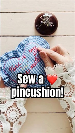 Sewing a ❤️ pincushion. Free pattern from Notches Patterns - you’re my Sewmate!