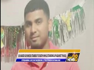 A 21-year-old overseas-based Guyanese was, during the wee hours of today, stabbed to death at Grant 1802, Crabwood Creek, Region Six (East Berbice-Corentyne). In our lead story tonight, Andrew Carmichael reports that the young man was stabbed while standing up against a group of thugs who raided a family get-together and began to destroy vehicles belonging to relatives at the event. | Television Guyana Inc.