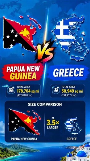 Papua New Guinea vs Greece 🌍 | Map Comparison | Country Size Comparison