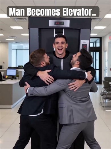 This man becomes an elevator..