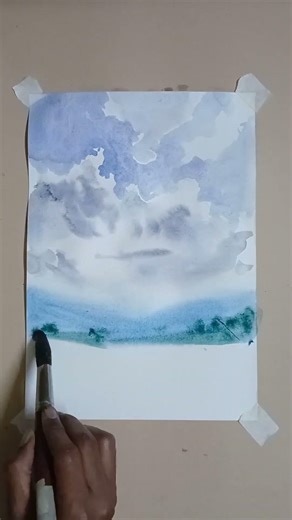 simple watercolor landscape #art #watercolor #painting #lesson #tutorial