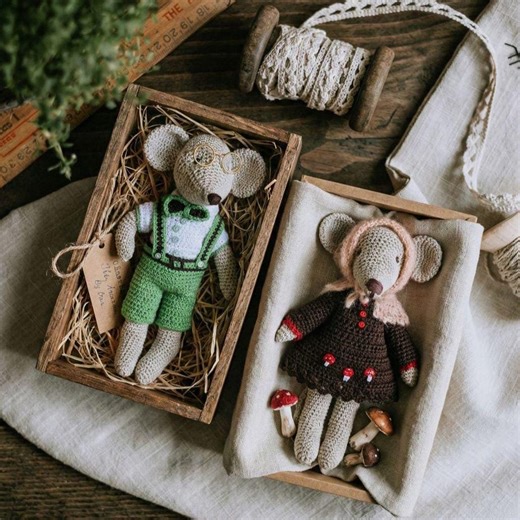 Crochet Mouse Pattern PDF With Clothes | Amigurumi Mouse 6.7 Inches - Etsy