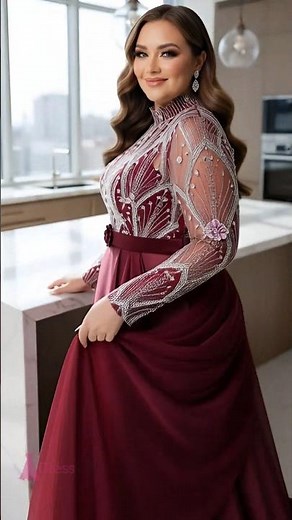Plus Size Curvy Queen in Stunning Burgundy Gown! ✨ #PlusSizeFashion #CurvyStyle