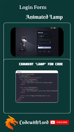 Animated Lamp Login Form UI | HTML CSS JavaScript Project