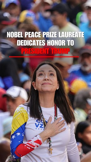 1.6M views · 82K reactions | 'HE DESERVES IT': 2025 Nobel Peace Prize Laureate Maria Corina Machado tells Fox & Friends why she's dedicating her honor to President Trump, praising his "clear and courageous" actions to dismantle criminal structures. "His actions have been decisive to have Venezuela now at the threshold of freedom after 26 years of tyranny." | Fox News | Facebook