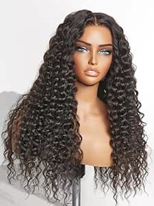 LUVME HAIR 5X5 Water Wave Glueless Human Hair Wig Pre Cut Lace Front Wig Pre Plucked Ready to Go Long Black Wig For Women (16 Inch & Precut Lace)