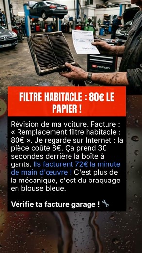 FILTRE HABITACLE : 80€ LE PAPIER !