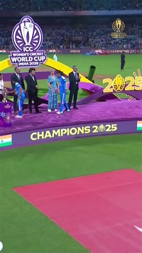 All smiles as India take the podium to collect their #CWC25 winners' medals 🤩 Watch the celebrations unfold LIVE, broadcast details 📺 http://bit.ly/46IKZtI | ICC - International Cricket Council