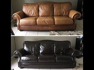 Using WOOD STAIN to make this leather couch look BRAND NEW!