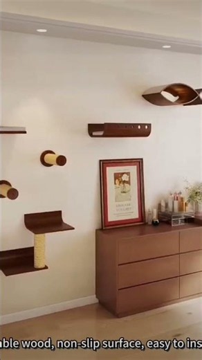 Solid Wood Wall Cat Climbing Frame – Where Cats Play & Rest in Style