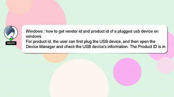 Windows : how to get vendor id and product id of a plugged usb device on windows