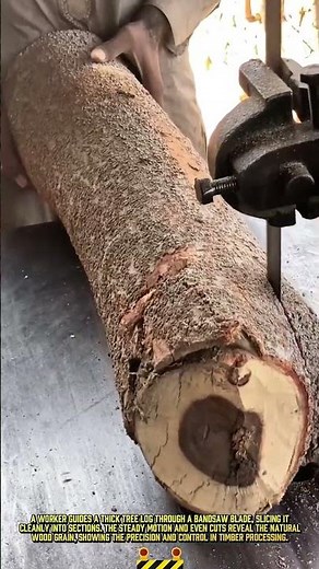 Machine process to slice tree into revealing natural wood grain #dailywork #woodworking #satisfying