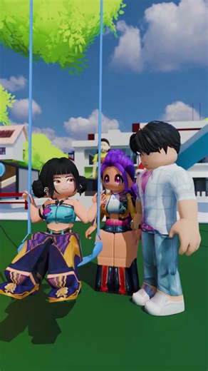 Jinu plays with Rumi and Zoey Roblox funny animation