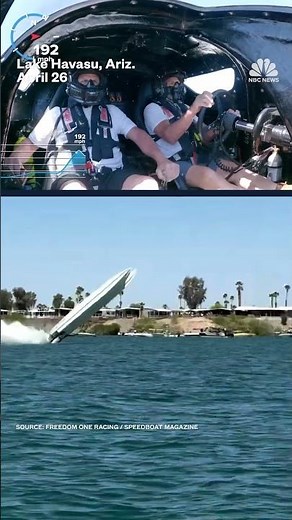 This is the view from the cockpit of a boat that flipped through the air in a boat race