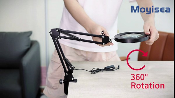 5X Magnifying Lamp : Gift for Seniors - Real Glass Lens, 2-in-1 Design with Clamp and Stand, 3 Color Modes, Dimmable, Ideal for Reading and Crafts.