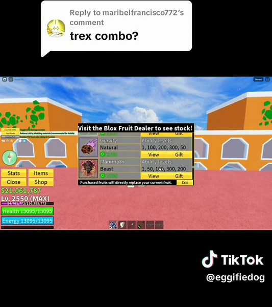 Replying to @maribelfrancisco772 T-Rex combo [comment next combo]#bloxfruits