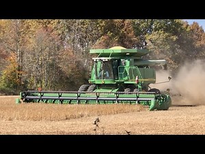 Soybean Harvest 2022, John Deere Tractors Farm Use & Train In Middle Of Street, Street Running Train