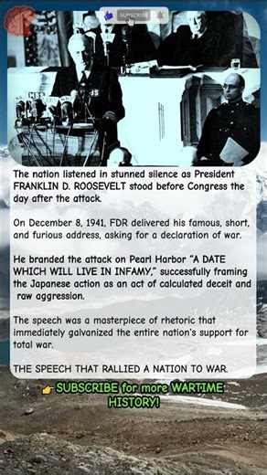 FDR’s "Infamy" Speech: Roosevelt Addresses Congress After Pearl Harbor 1941 | #shorts #wwii