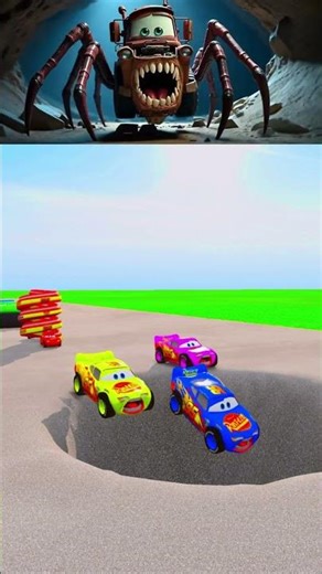 Lightning CyberMcQueen Vs Impossible Deep Pit Challenge #beamngdrive #mcqueen