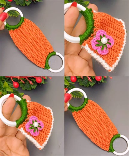Cute bag keychain made of plastic ring. (PART 4 | Knitter