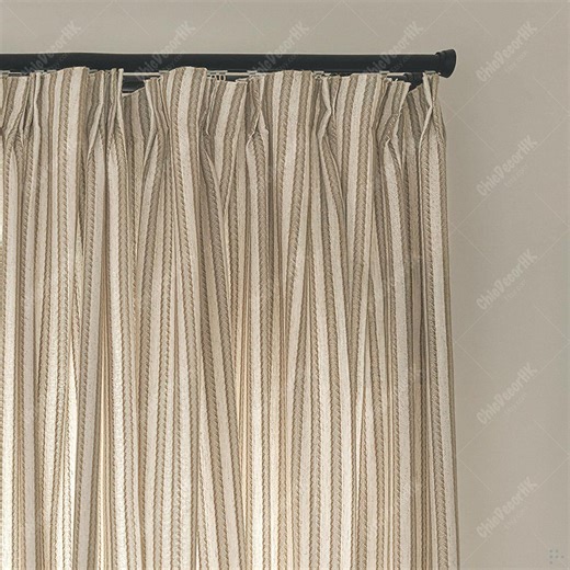 Jacquard Stripe Curtains, Farmhouse Linen-tone Vertical Striped Drapes, Light Filtering Window Panels - Etsy