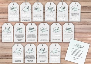 First Year of Marriage Milestone Wine Tags; Newlywed Gift Basket; Wine Basket Firsts; 1st Year Together; Bridal Shower; Digital Printable - Etsy