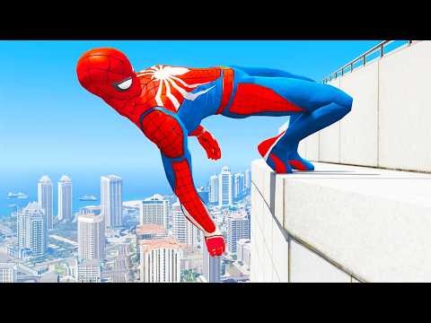 SPIDERMAN CRAZY JUMPS/FALLS (GTA 5 Spider-Man Gameplay) #86