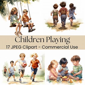 Children Playing Clipart, Watercolor Kids Clipart, Digital Download for Kids Activities, Playground Illustrations, Commercial Use, Scrapbook - Etsy