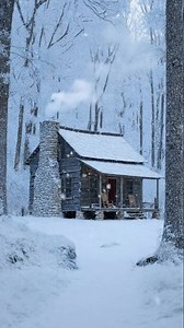 Silence, snow, and a little cabin lost in winter magic 🤍🌲 | Forest Serenity
