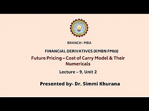 Financial Derivatives | Future Pricing - Cost of Carry Model & Their Numericals |