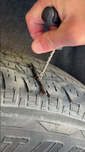 How to fix a flat tire with a slime plug #howto #diy #fixed #flattire #plug #automotive #vehicles