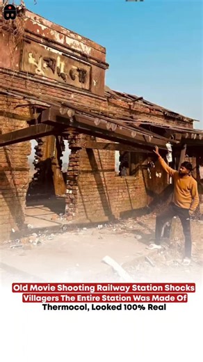 Bhartiyalast24hr on Instagram: "A village has gone viral after the discovery of an old movie railway station set made completely out of thermocol.The structure looked so real and life-like that villagers were stunned, crowding around to see it up close. Locals say that no one could guess it wasn’t a real railway station — the entire set was created using thermocol, wood, and paint detailing, giving it a perfect authentic look.Photos and videos of the spot are now circulating rapidly online, prov