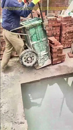 Hauling Heavy: How a Man Uses a Cart to Move Bricks Efficiently