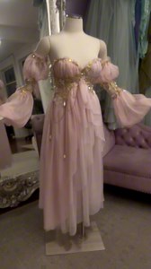 37K views · 1.5K reactions | I was so inspired to create a faerie gown around this elegant floral vine from Fiori Couture Layers of soft pink silk cascade around the body, while gilded lace adorns the bust and sleeves #sewing #couture #faerie #fae #fantasyfashion #softaesthetic | Firefly Path | Facebook