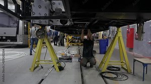 Manufacturing of buses at the factory