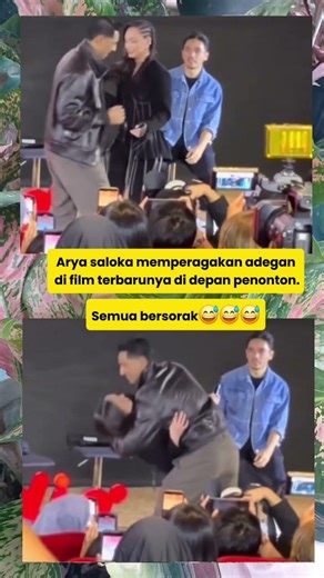 Arya saloka memperagakan saat mereka syuting